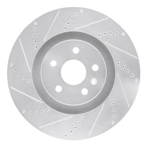 Cadillac CTS Brake Rotor (1) - Front Left - R1 Concepts - Drilled & Slotted - Silver - `09-`15